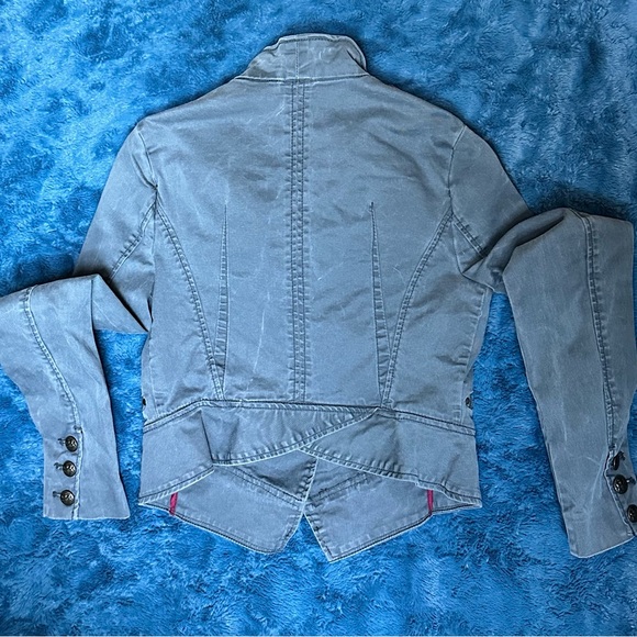 Free People Blue Jean Jacket with Embellished Shoulders - Picture 4 of 8